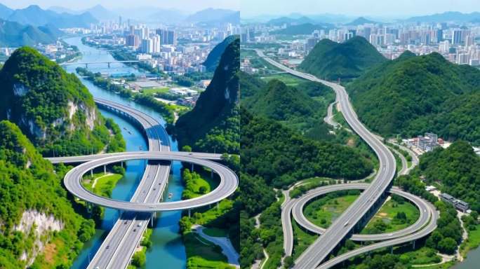 城市立交与自然交融