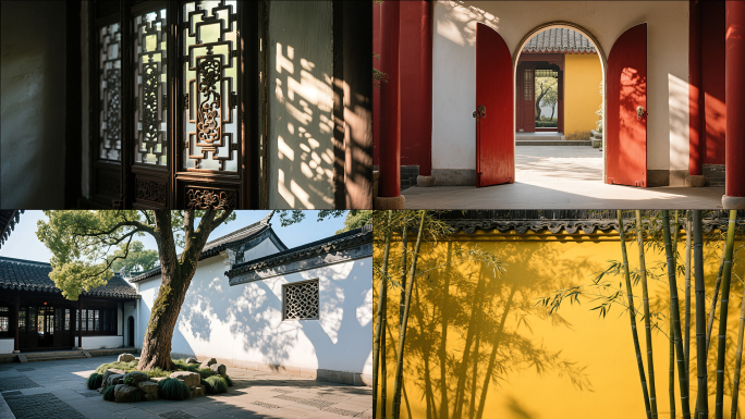 古建筑寺庙园林光影延时时间流逝唯美美意境