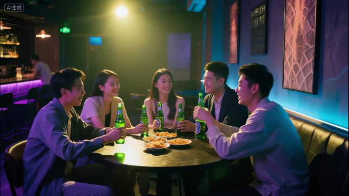 酒吧喝酒餐厅就餐热闹酒吧夜生活