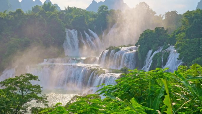 德天瀑布，崇左，广西，中国，亚洲。喀斯特地貌。