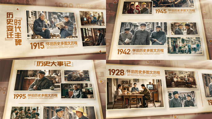 怀旧光影历史回顾历程图文时间轴ae模板