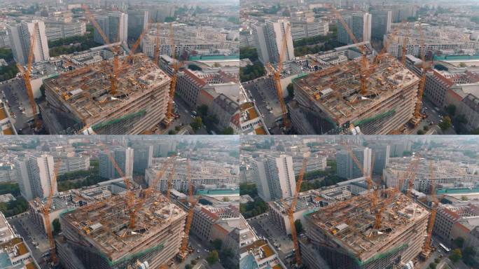 德国柏林 - 2019年8月：城市郊区建筑的鸟瞰图。住宅和商业建筑。