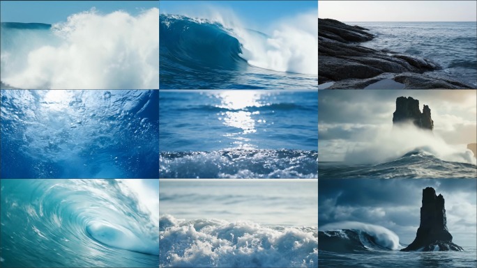 【海浪合集】拍打礁石 波涛汹涌 海浪翻滚