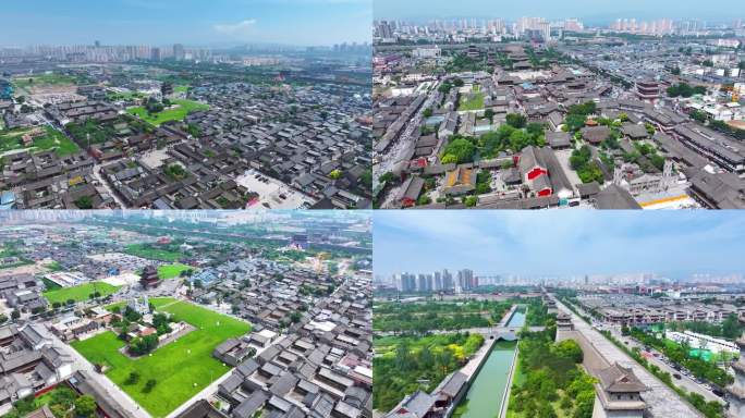 城市天际线下的古建筑群 大同古城