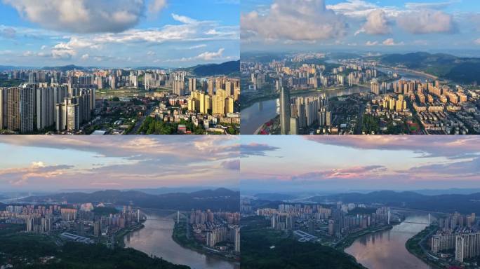 宜宾延时日落黄昏江水