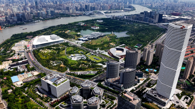上海世博文化公园航拍素材 上海大歌剧院