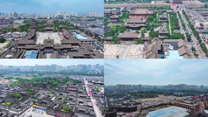 大同古城墙及城市景观鸟瞰