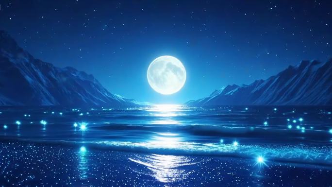 中秋节海上升明月天涯共此时月夜海景圆月
