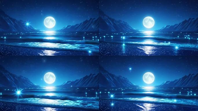 中秋节海上升明月天涯共此时月夜海景圆月