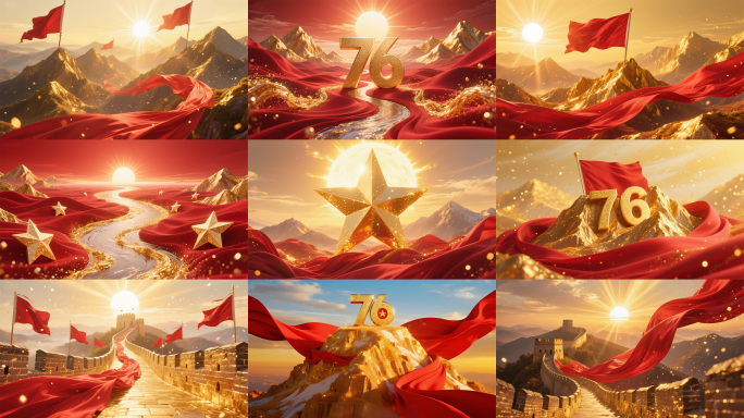 国庆76周年党政红旗长城视频合集