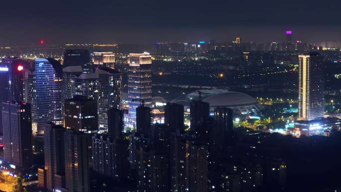 南通中央商务区城市璀璨夜景