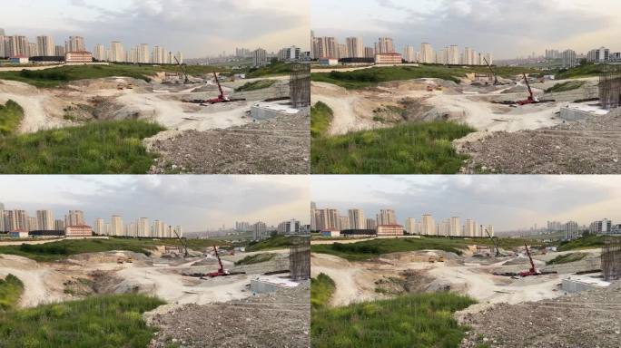 建筑工地上的施工机械