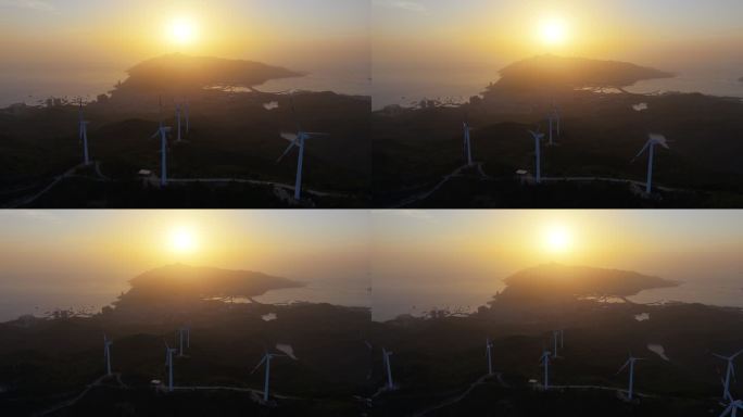 夕阳风力发电场景观