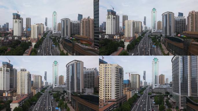 武汉汉口解放大道航空路立交桥城市天际