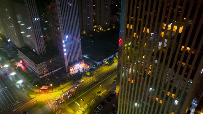 繁华都市夜间景象 车流