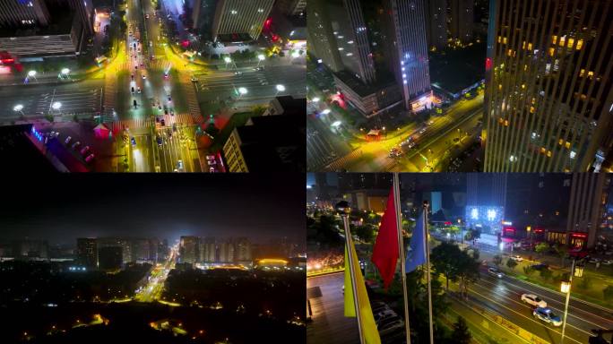 繁华都市夜间景象 车流