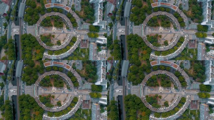 德国柏林 - 2019年8月：城市郊区建筑的鸟瞰图。住宅和商业建筑。