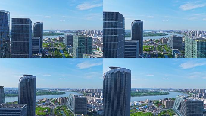 4k实时航拍上海徐汇西岸金融区
