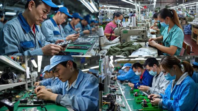 电子 制衣 工厂 工人生产线作业