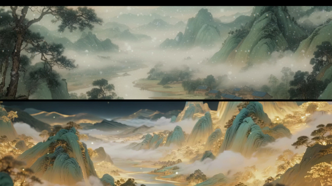千里江山图国风系列背景素材