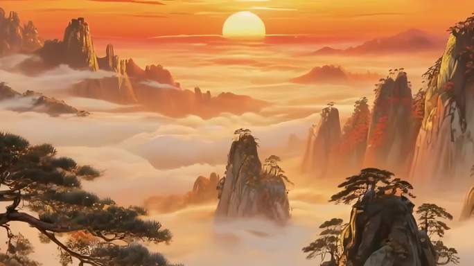 千里江山图国风系列背景素材