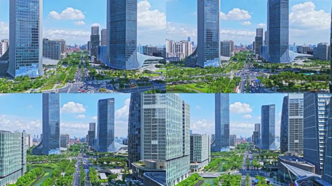 4k实时航拍上海徐汇西岸金融区