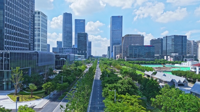 4k实时航拍上海徐汇西岸金融区