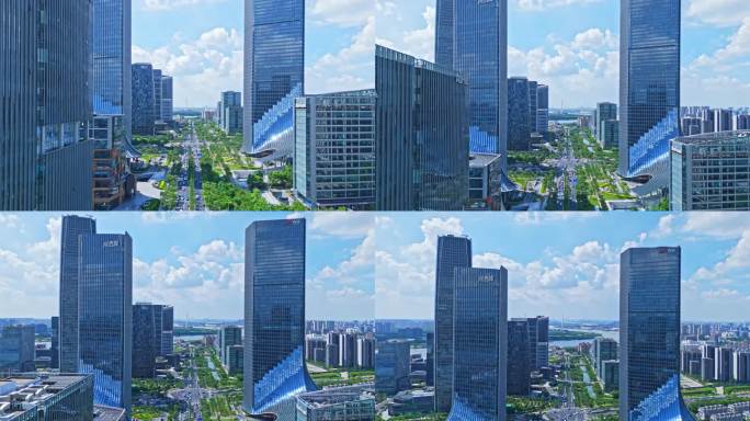 4k实时航拍上海徐汇西岸金融区