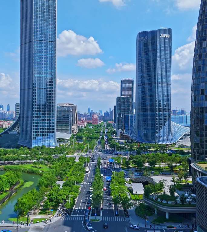 4k实时航拍上海徐汇西岸金融区