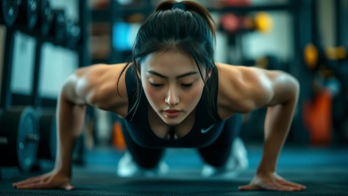 健身房女性力量训练 活力女性身材健身塑形