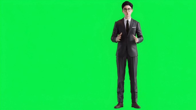 绿幕AI商务男士全身站立演讲