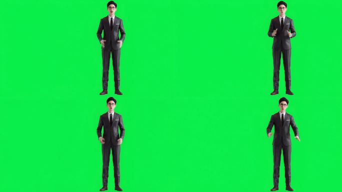 绿幕AI商务男士全身站立演讲
