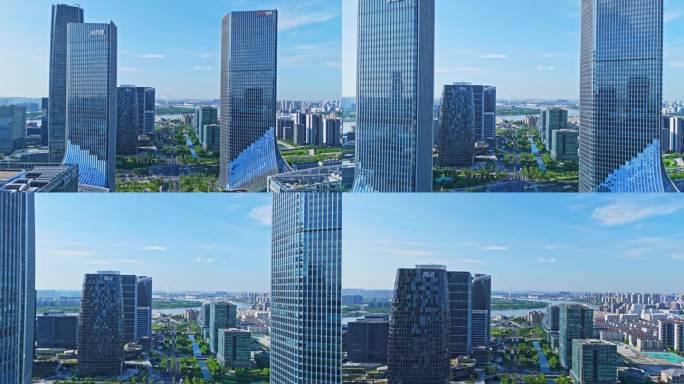 4k实时航拍上海徐汇西岸金融区
