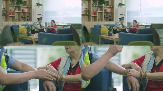 民警慰问关心老年人警察关爱老人警民一家亲