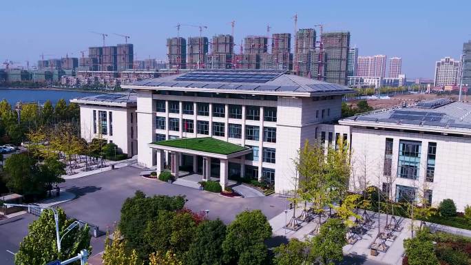 航拍安徽阜阳市颍州区合肥大道阜合管委会
