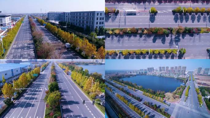 航拍安徽阜阳市颍州区合肥大道阜合管委会