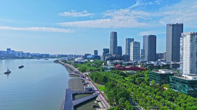 4k实时航拍上海徐汇西岸金融区