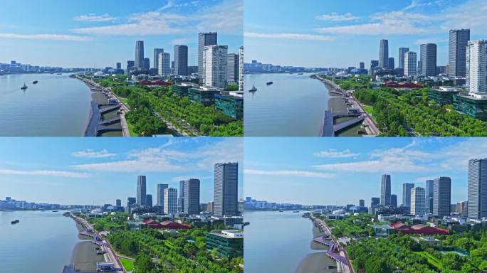 4k实时航拍上海徐汇西岸金融区