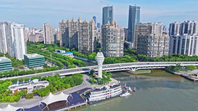 4k实时航拍上海徐汇西岸金融区
