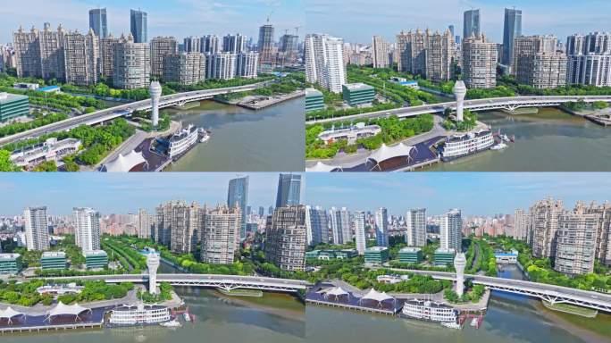 4k实时航拍上海徐汇西岸金融区