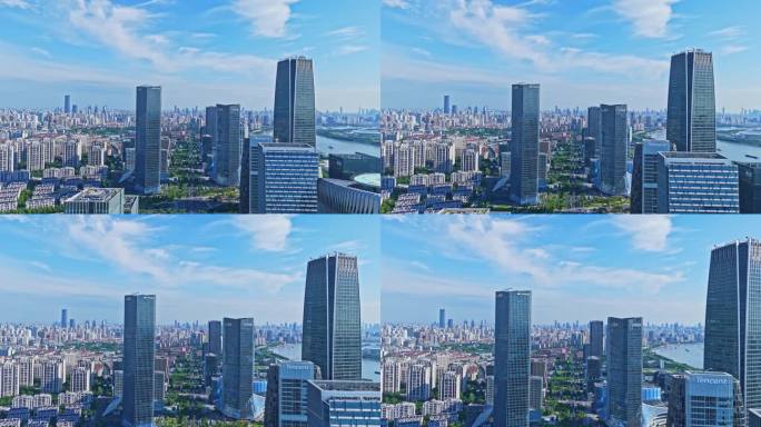 4k实时航拍上海徐汇西岸金融区