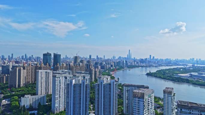 4k实时航拍上海徐汇西岸金融区