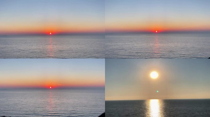 大连泊霞湾海上日落壮丽景观 海边日落延时