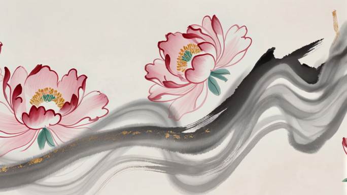 -牡丹亭-国风水墨牡丹花开富贵