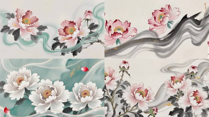 -牡丹亭-国风水墨牡丹花开富贵