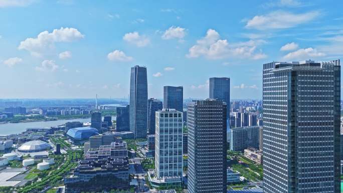 4k实时航拍上海徐汇西岸金融区