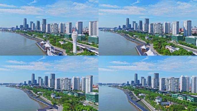 4k实时航拍上海徐汇西岸金融区