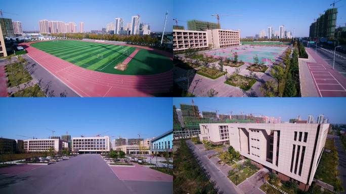 航拍安徽省阜阳市现代产业园阜合实验中学