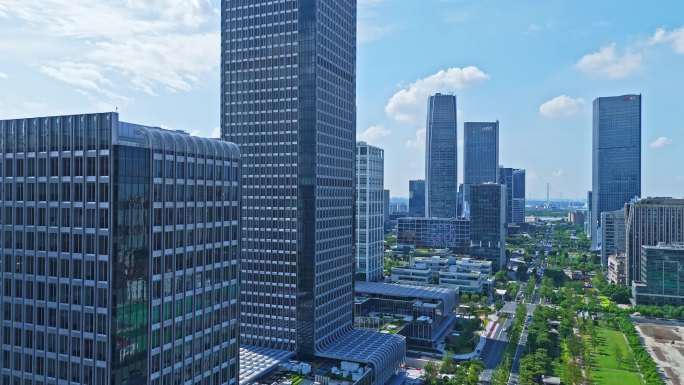 4k实时航拍上海徐汇西岸金融区