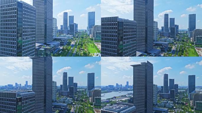 4k实时航拍上海徐汇西岸金融区